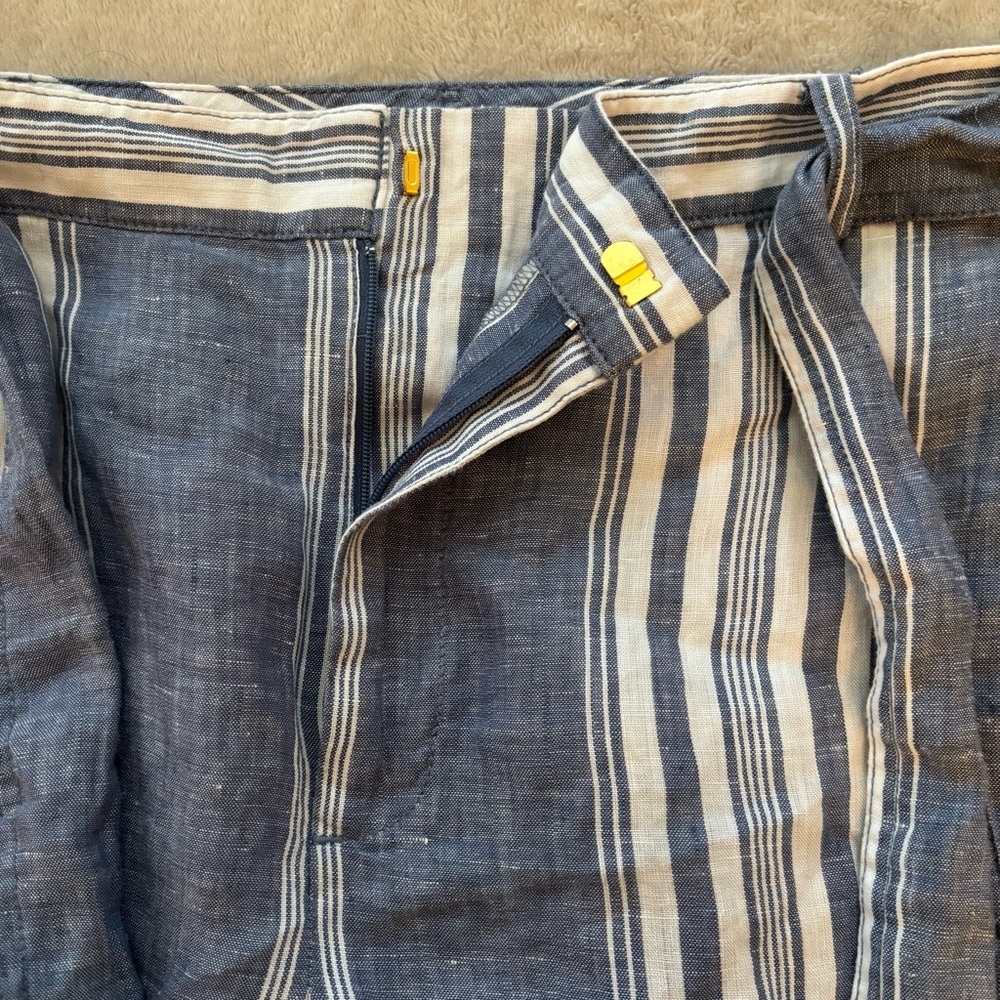 Lauren Ralph Lauren 100% Linen Striped Blue Shorts Size 18 - Picture 4 of 6